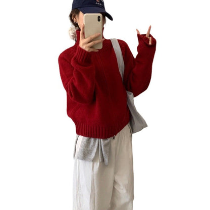 Damen Grobstrickjacke Hochkragen Reißverschluss Eveloria