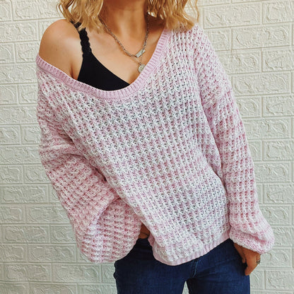 Damen Strickpullover V-Ausschnitt Weites Design Eveloria - Eveloria