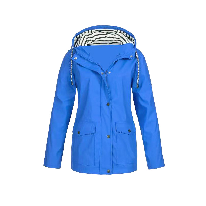 Damen Regenjacke mit Kapuze Reißverschluss
