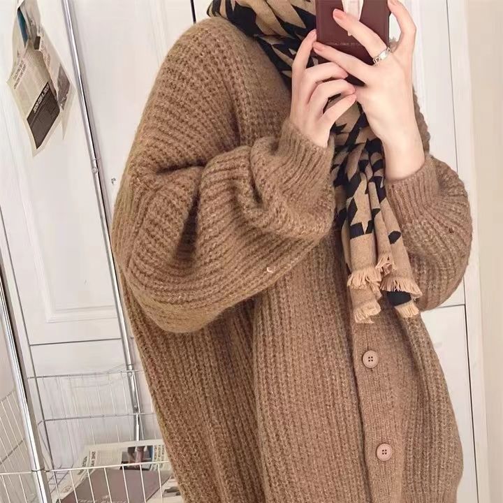 Damen Strickcardigan Oversized Kuschelig Grau Eveloria