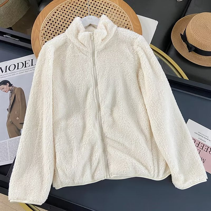 Damen Fleecejacke Weiches Innenfutter Hochkragen Eveloria