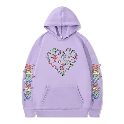 Damen Kapuzenpullover Herz- und Blattmotiv Eveloria