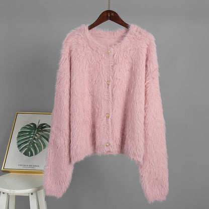 Damen Flauschiger Pullover 100% Nylon Lässiger Schnitt