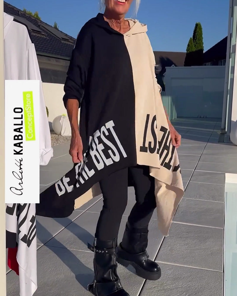 Damen Oversized Hoodie Kontrastfarben Eveloria