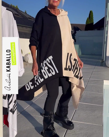 Damen Oversized Hoodie Kontrastfarben Eveloria