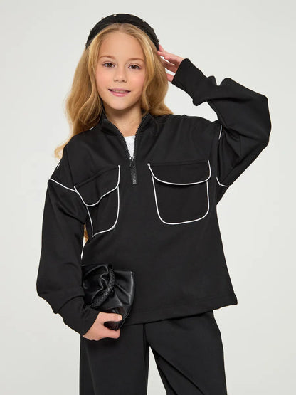Damen Fleecejacke Halbzipp Reißverschluss Taschen Eveloria