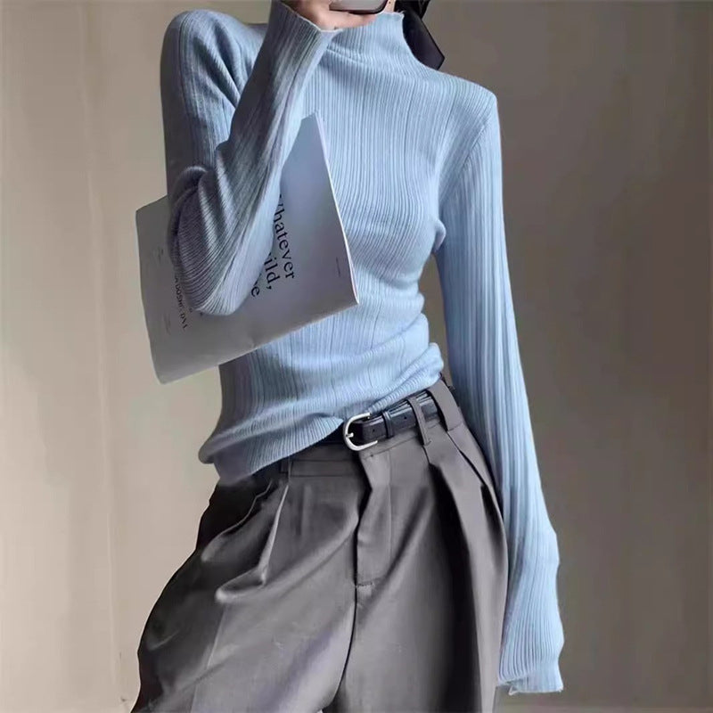 Damen Feinstrickpullover Moderner Schnitt Höher Kragen Eveloria
