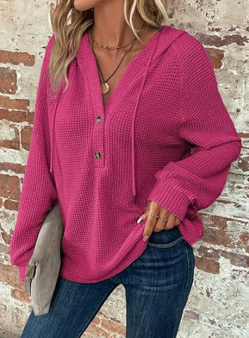 Damen Kapuzenpullover Langarm mit Knöpfen Eveloria