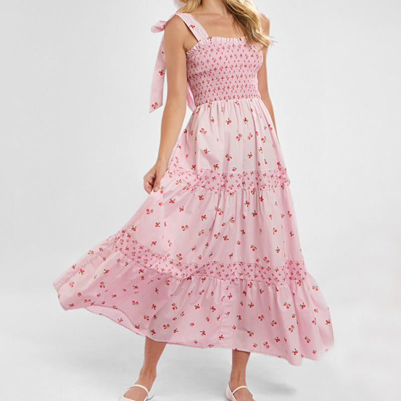 Damen Maxikleid Smocking-Oberteil Florales Design Eveloria - Eveloria