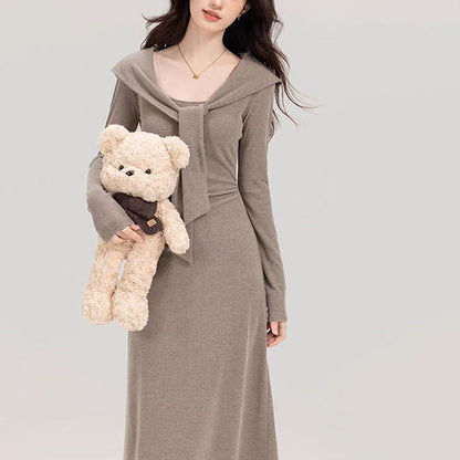 Damen Taillenkleid Kordelzug V-Ausschnitt Elegantes Design