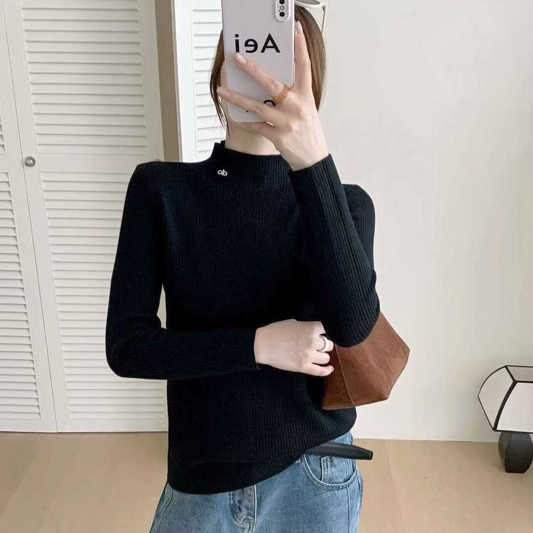 Damen Rippenpullover Stehkragen Eveloria