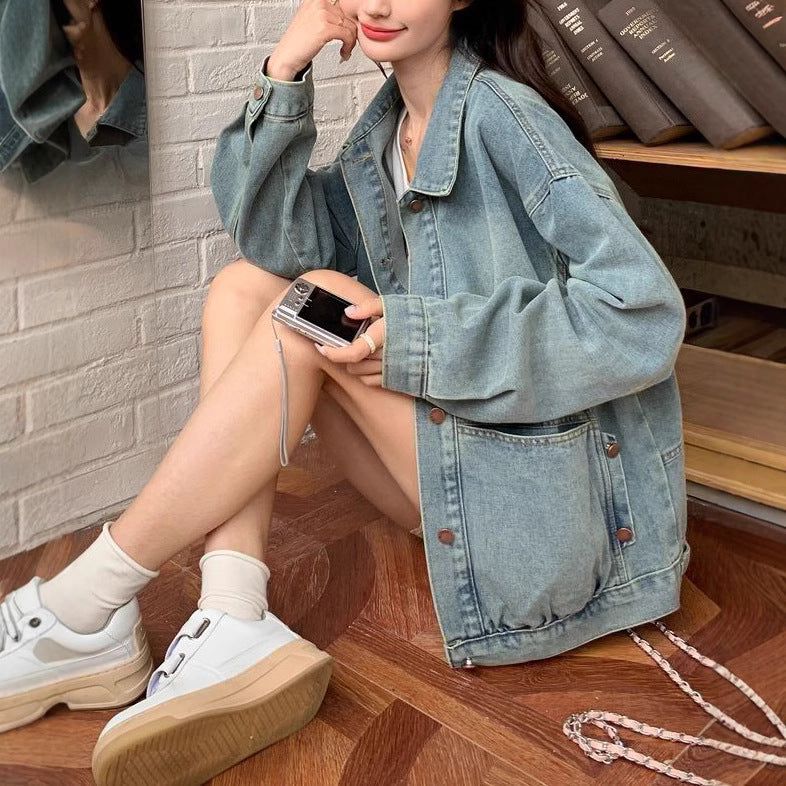 Damen Oversized Jeansjacke Relaxed Fit Eveloria - Eveloria