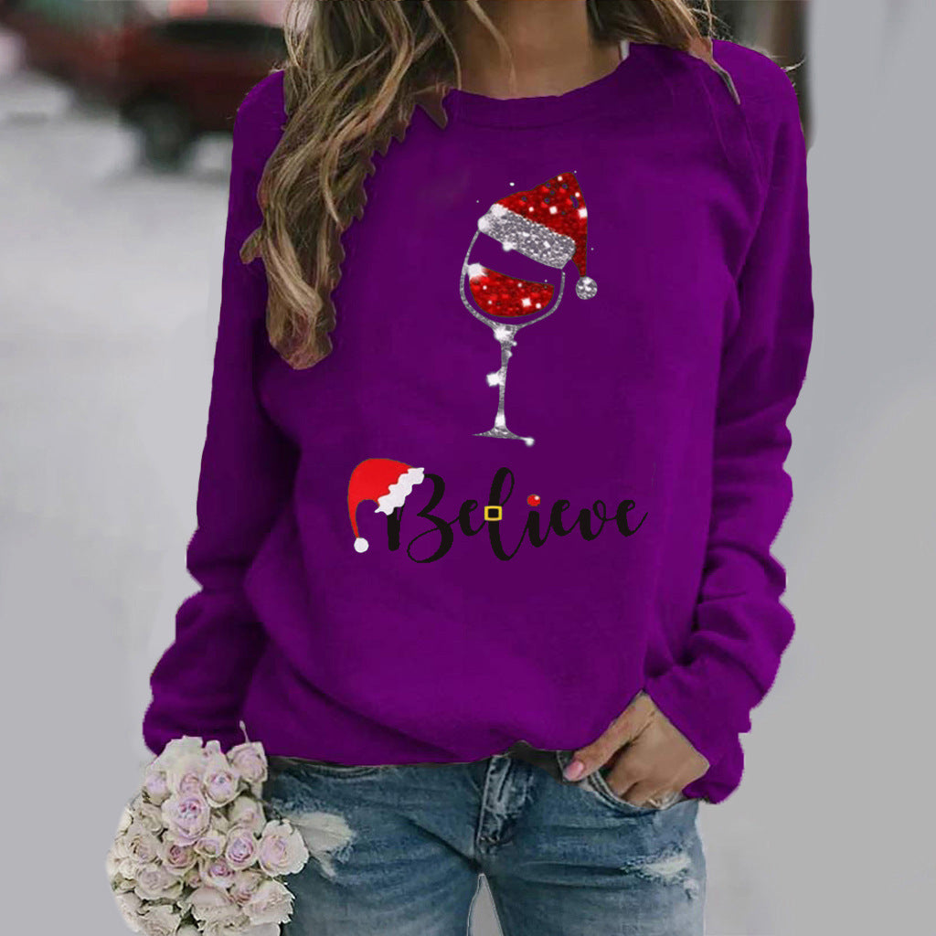 Eveloria Damen Sweatshirt Baumwolle Rundhals Festlich