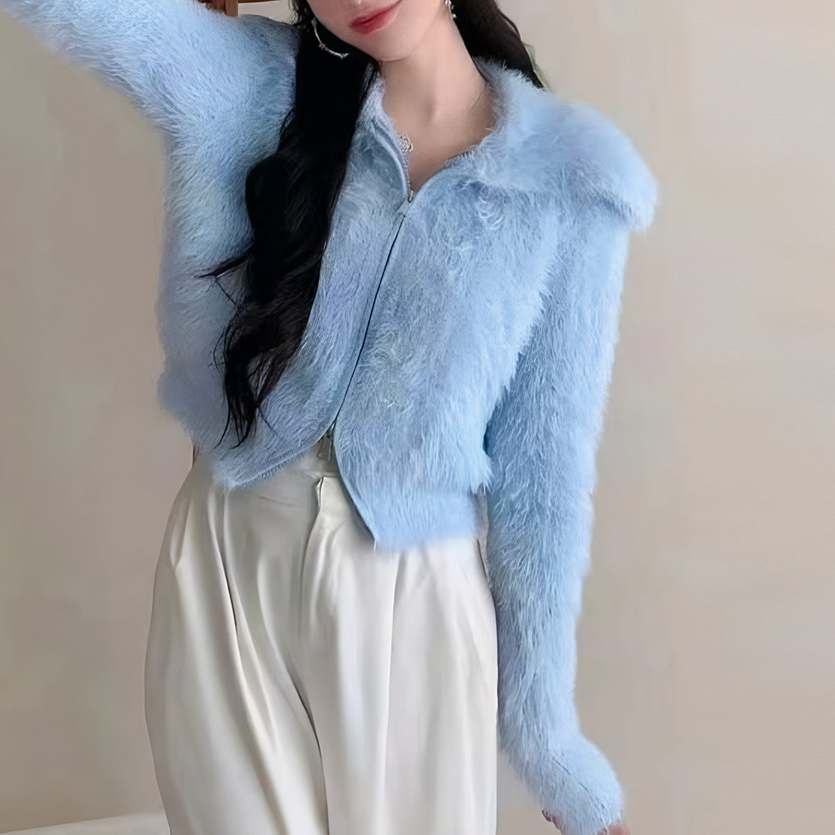 Damen Kurzjacke Flauschig Eveloria - Eveloria