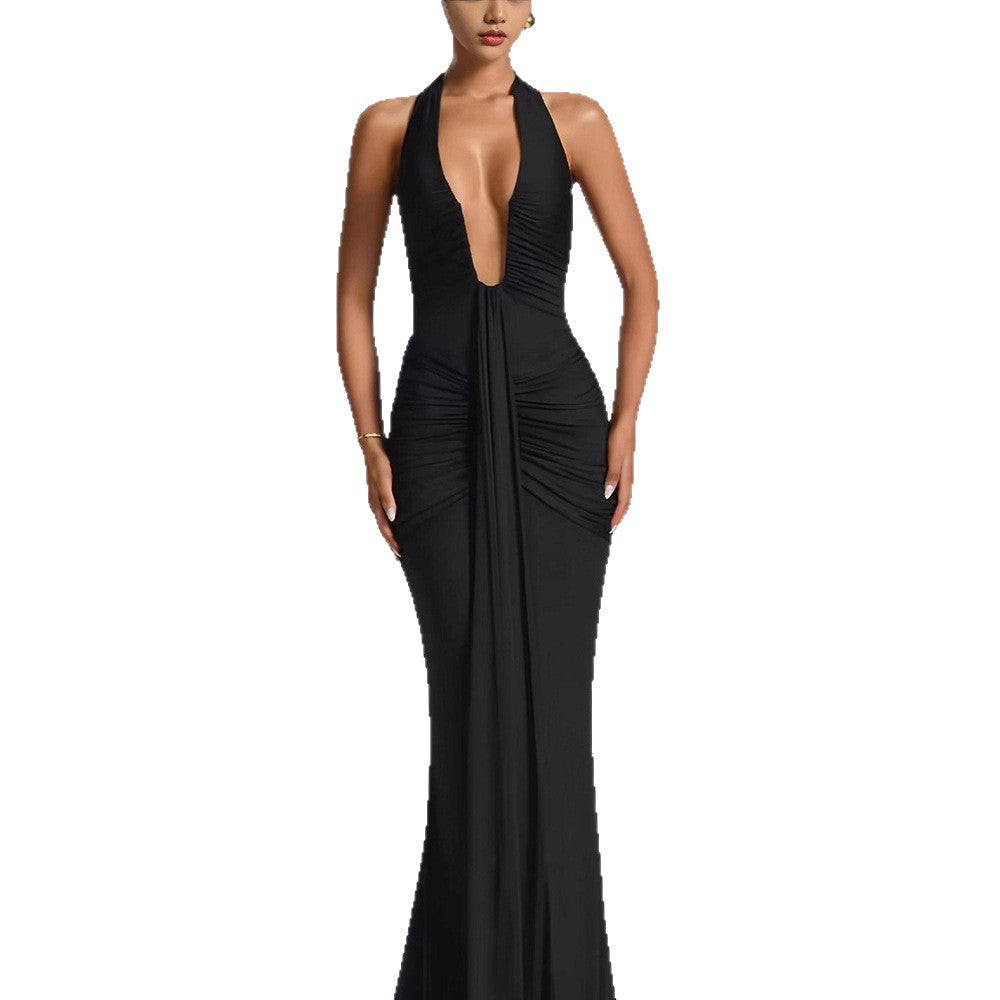Damen Wickelkleid mit V-Ausschnitt und fließendem Rock Eveloria