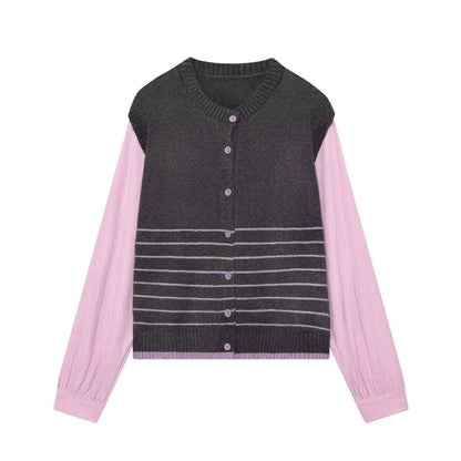Damen Cardigan Elegant Kontrastfarben