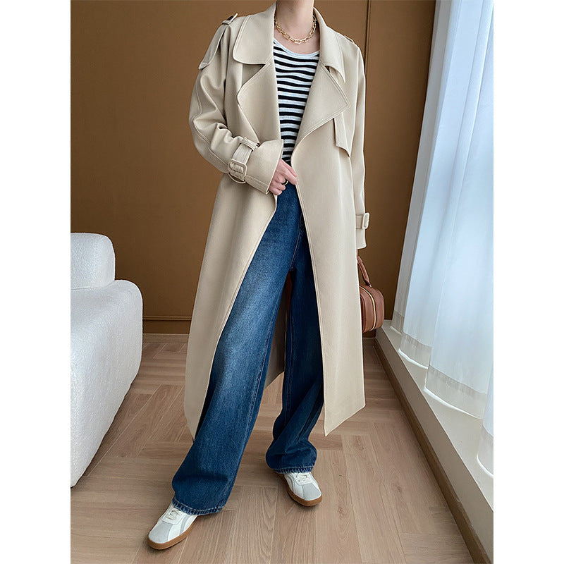 Damen Trenchcoat mit Revers und Taschen Eveloria