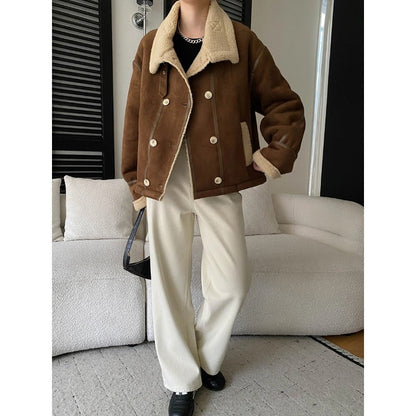 Damen Fleecejacke Lässig Umschlagbarer Kragen Eveloria