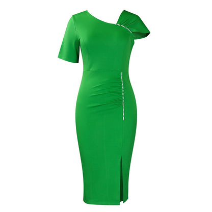 Damenkleid Figurbetont Asymmetrisch Pailletten Eveloria