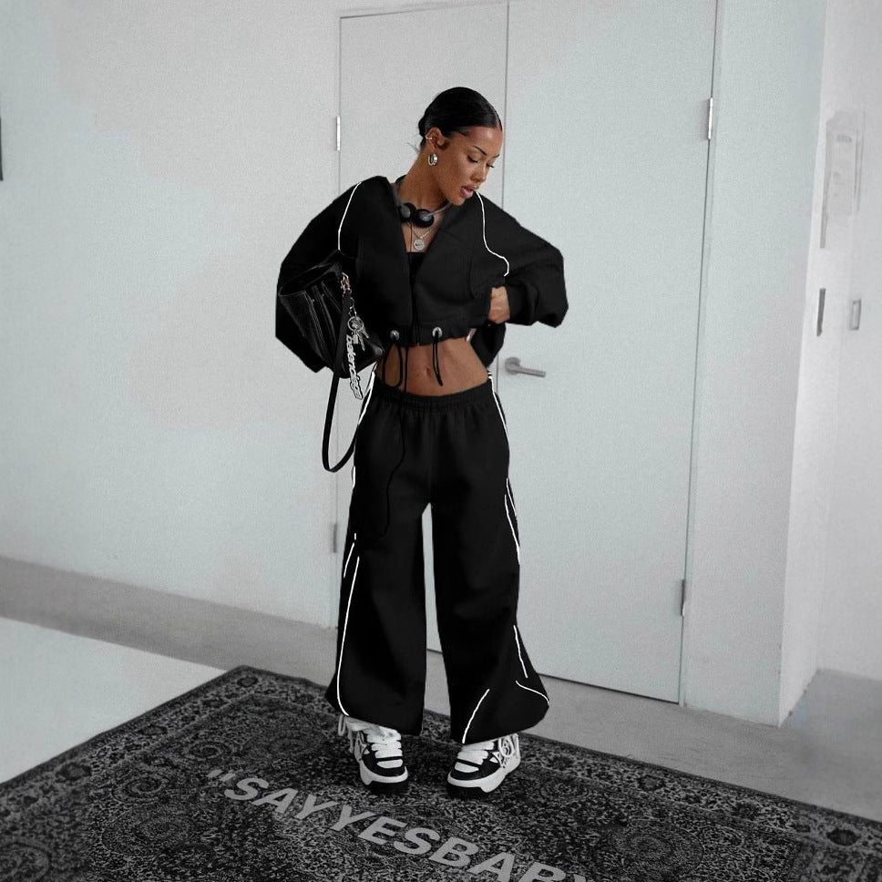 Damen Jogginganzug Weites Design Reißverschluss Eveloria