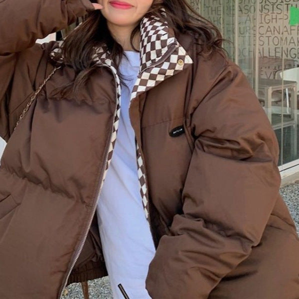 Damen Oversized Winterjacke Kariert Eveloria
