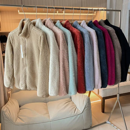 Damen Fleecejacke Weiches Innenfutter Hochkragen Eveloria