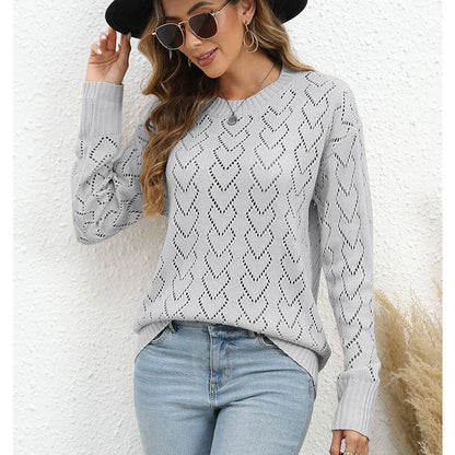 Damen Strickpullover Herzmuster Eveloria