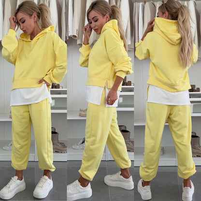 Damen Kapuzenpullover mit Sweatpants Hochgeschnitten Eveloria