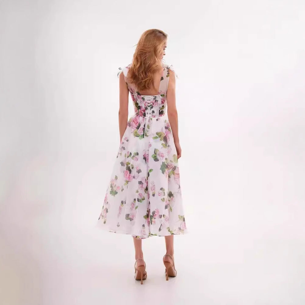 Damen Midi-Kleid Florales Design Eveloria