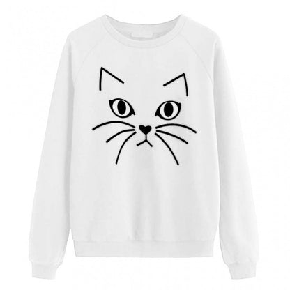 Damen Sweatshirt Katzenmotiv Eveloria Grau