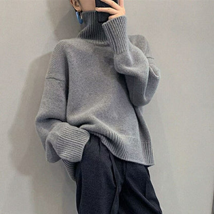 Damen Oversized Rollkragenpullover Strukturiertes Muster Eveloria - Eveloria