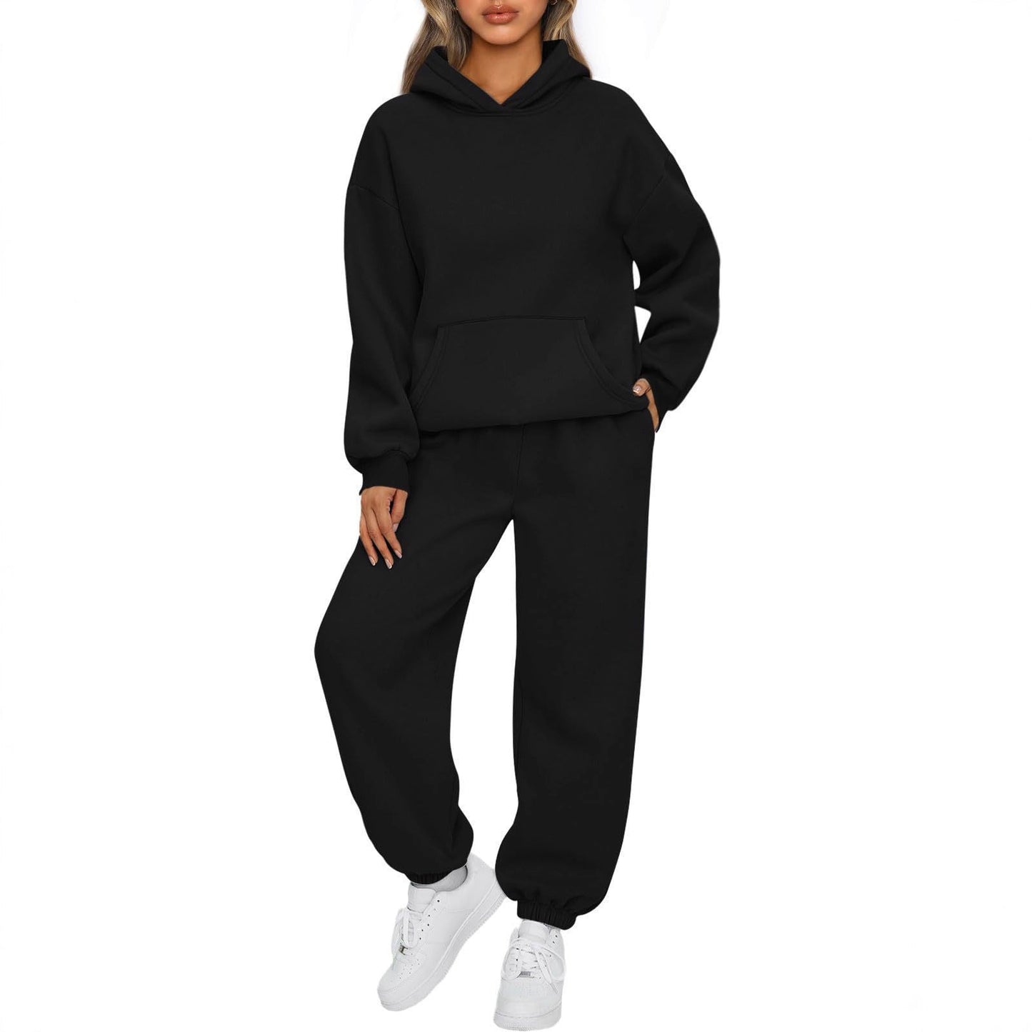 Damen Sportanzug Hoodie Jogginghosen Baumwolle Beige - Eveloria
