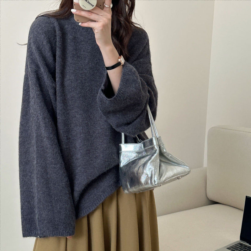 Damen Oversized Strickpullover Weiter Schnitt Feines Material