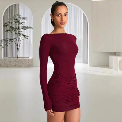 Damen Minikleid Schulterfrei Elegantes Drapieren Eveloria
