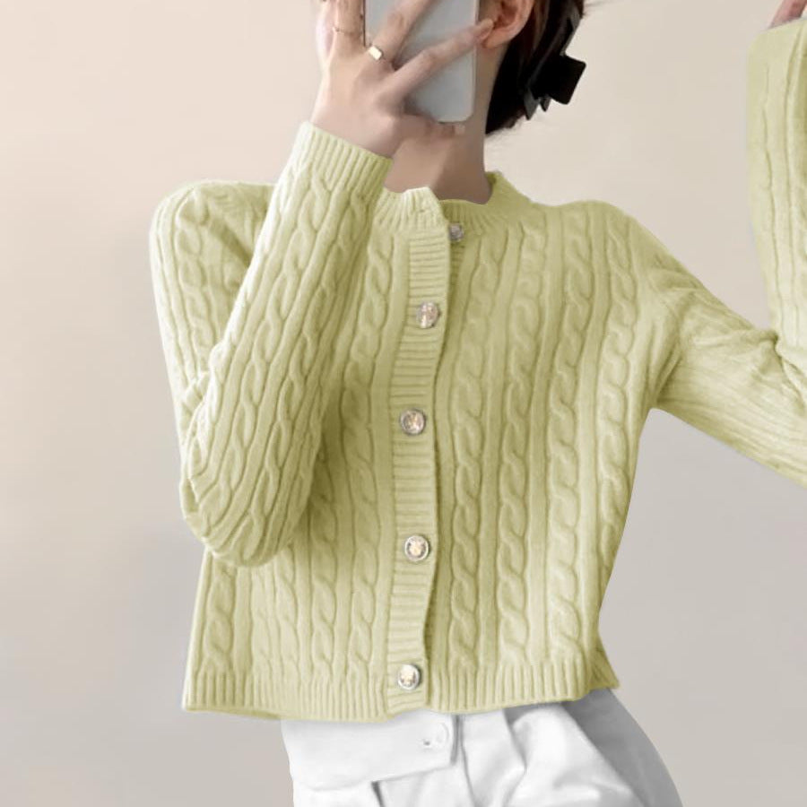 Damen Strickjacke Strukturiertes Zopfdesign Eveloria