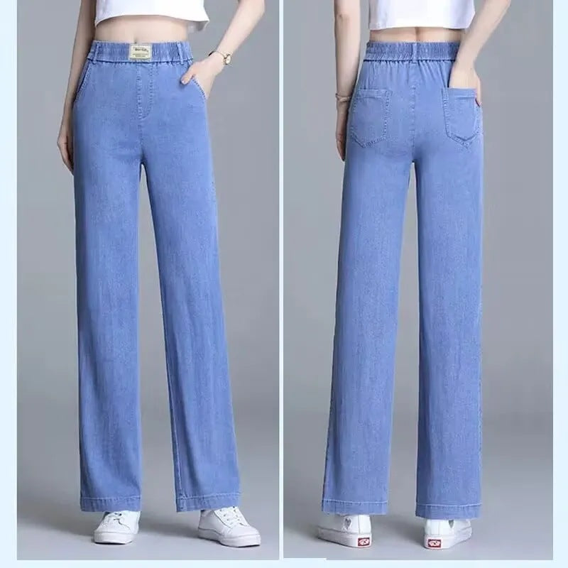 Damen Weite Jeanshose Elastisch Eveloria