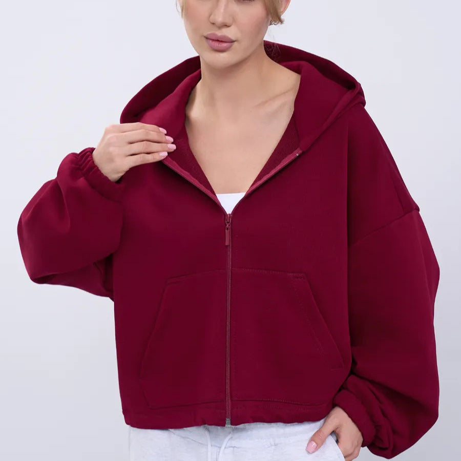 Damen Kapuzenpullover Cropped Voluminöse Ärmel Eveloria