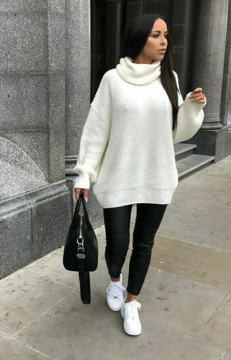 Damen Strickpullover Rollkragen Hochwertig Grün