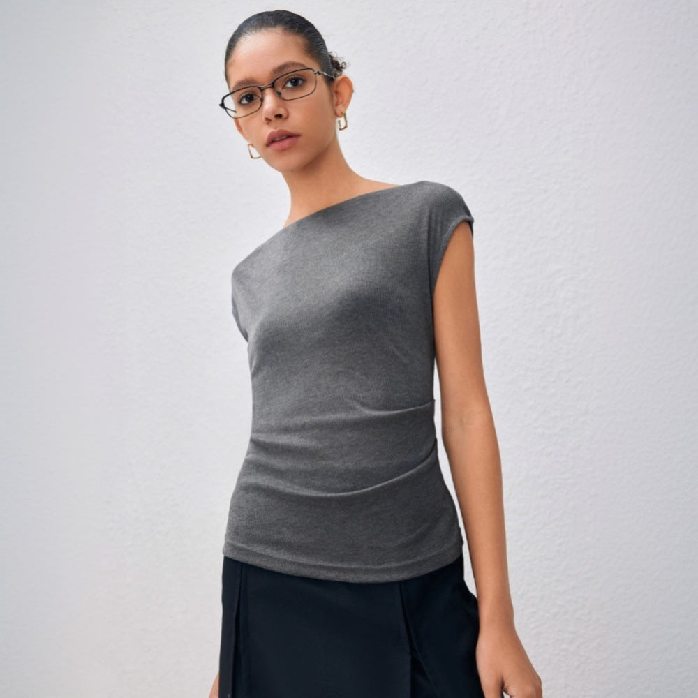 Damen Oberteil Asymmetrisch Drapiert Eveloria