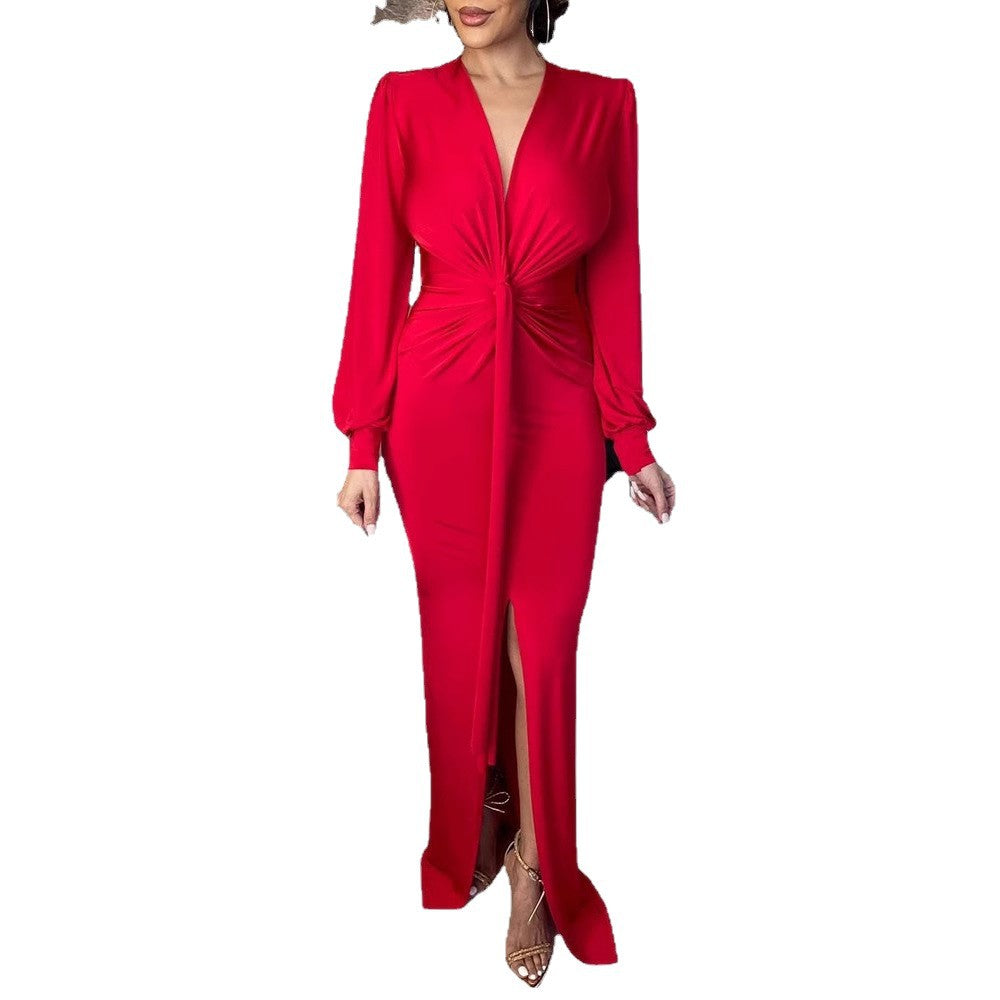 Damen Abendkleid Elegantes V-Ausschnitt Figurbetont Eveloria