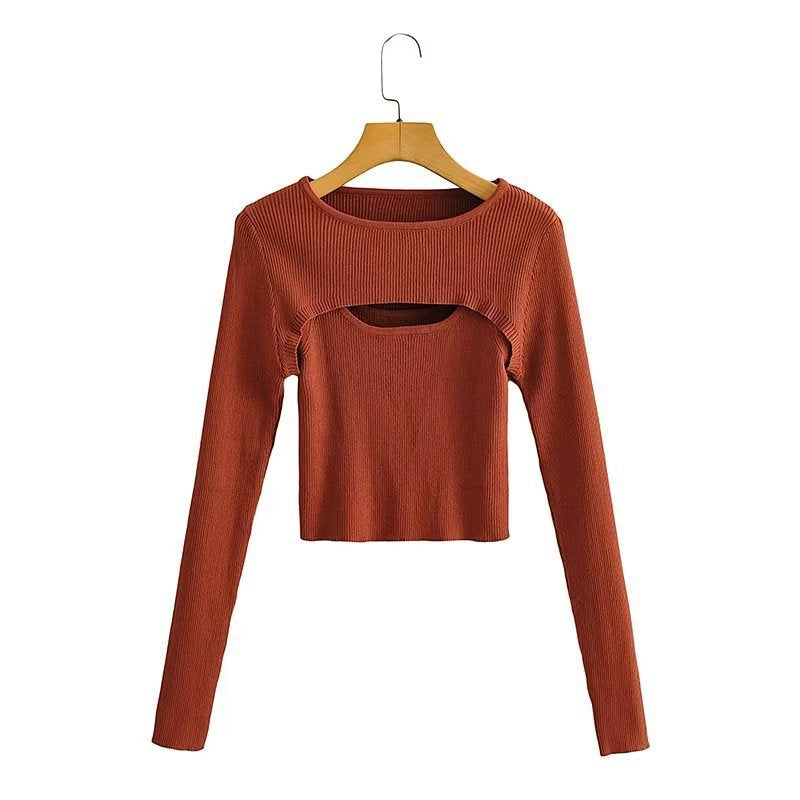 Damen Langarm Crop- Cut-Out-Design Eveloria