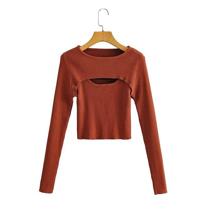 Damen Langarm Crop- Cut-Out-Design Eveloria