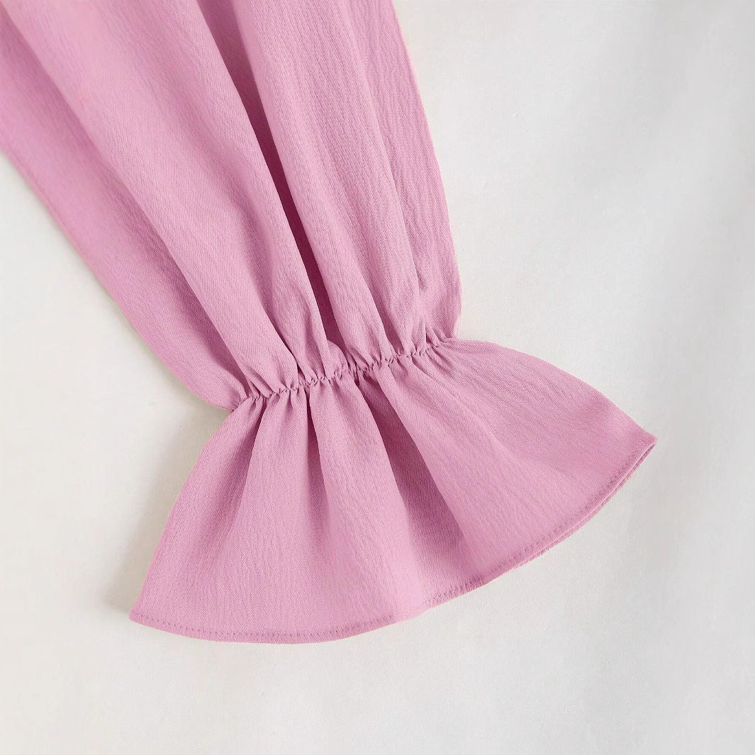 Damen Minikleid Puffärmel Herz-Ausschnitt