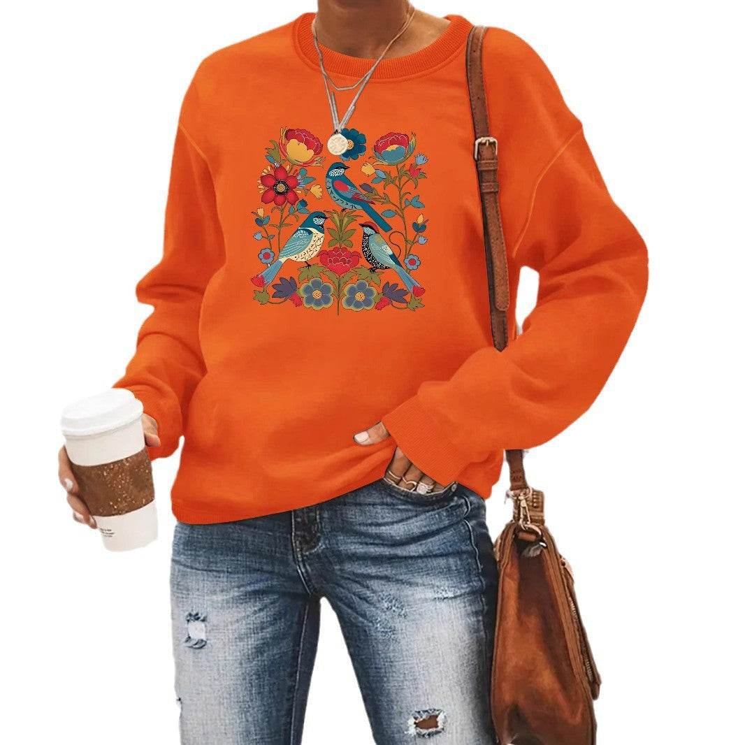 Damen Sweatshirt Floralmuster Lässig Grün Eveloria