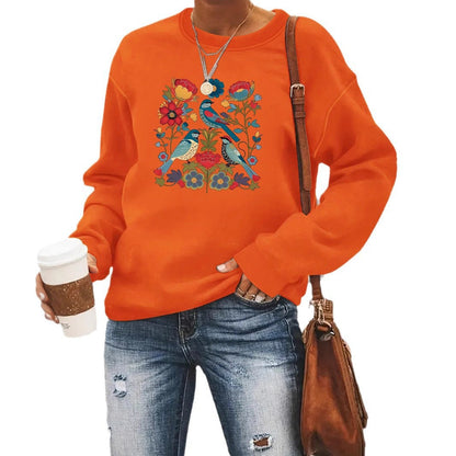 Damen Sweatshirt Floralmuster Lässig Grün Eveloria