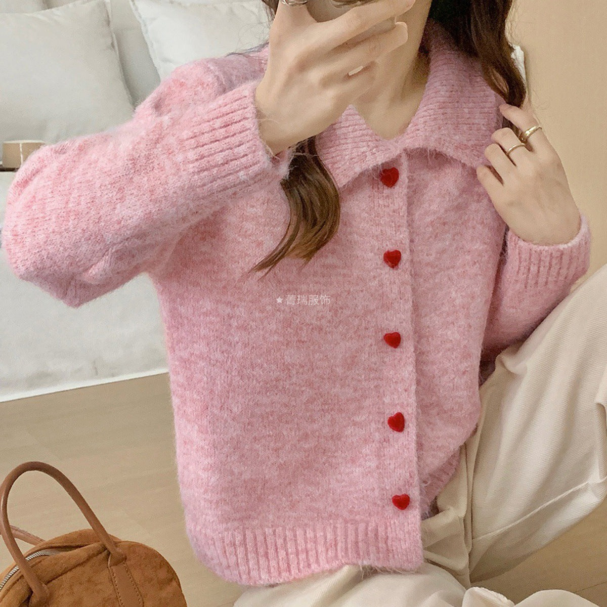 Damen Strickcardigan mit Herzen Elegant