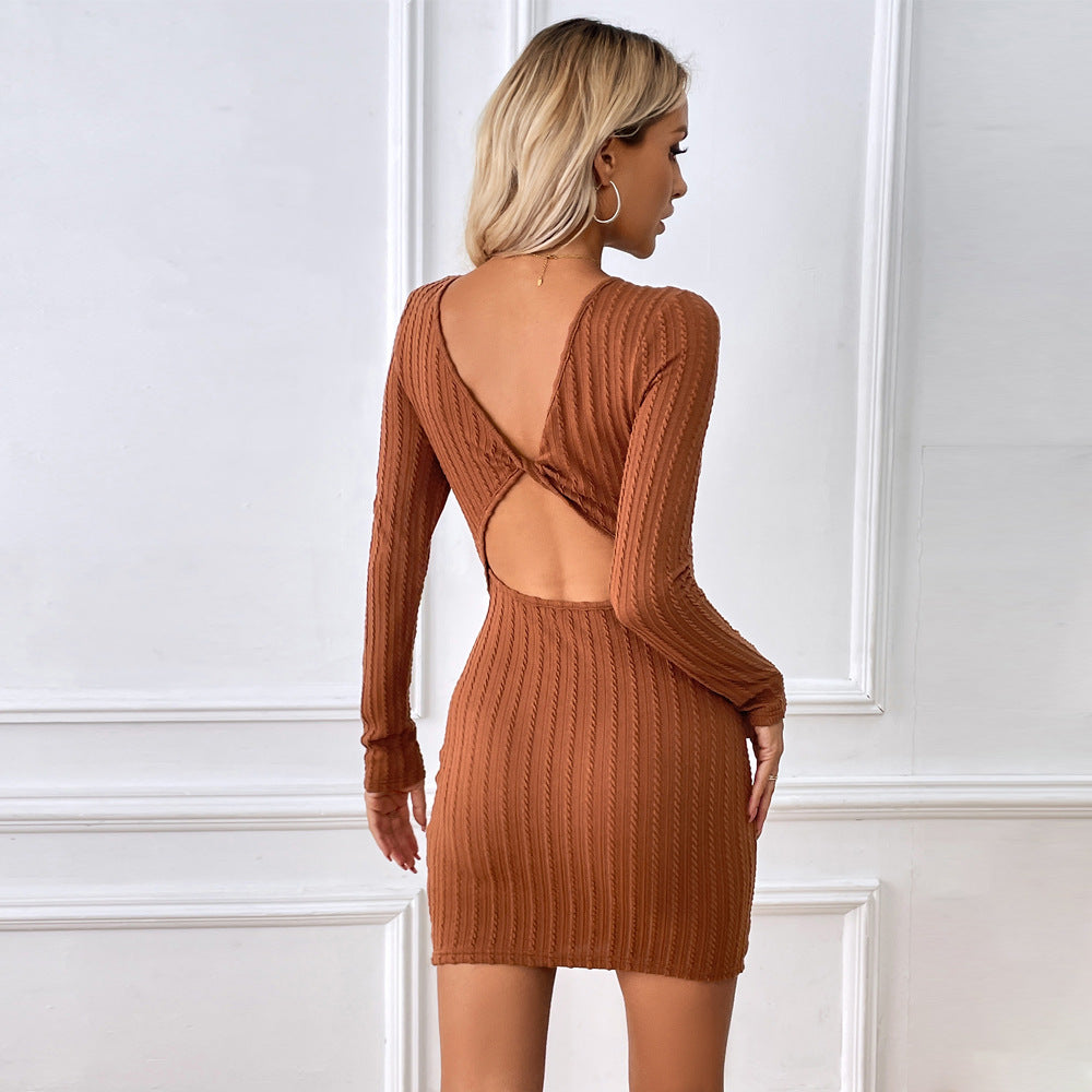 Damen Strickminikleid Langärmlig Rippdesign Schwarz Eveloria - Eveloria
