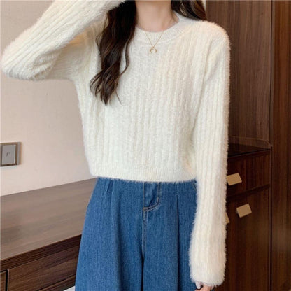 Damen Strickpullover Weiches Material Beige