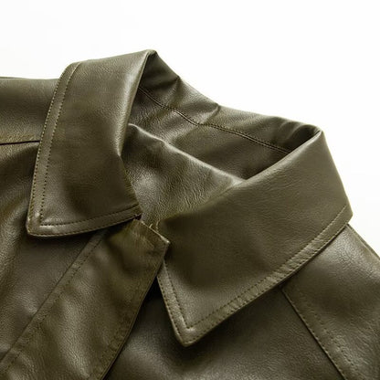 Damen Kunstlederjacke Elastischer Bund Eveloria