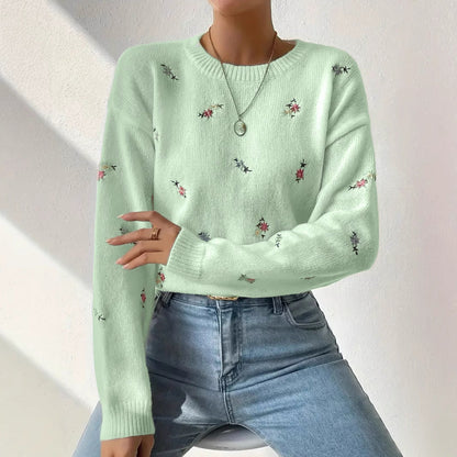 Damen Pulli Floral Stickerei Lässig Eveloria - Eveloria